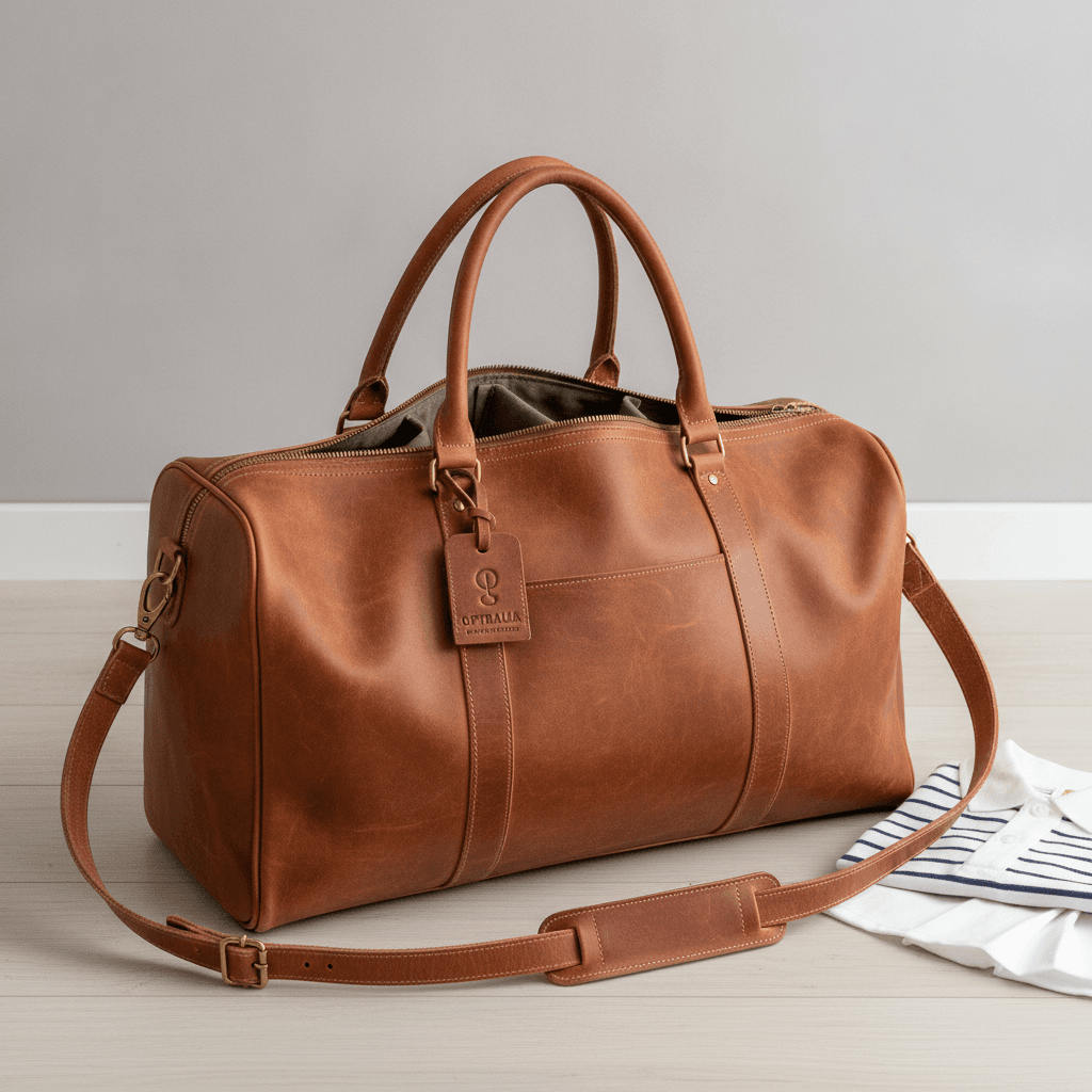 Restored Leather Racquet Duffel Bag