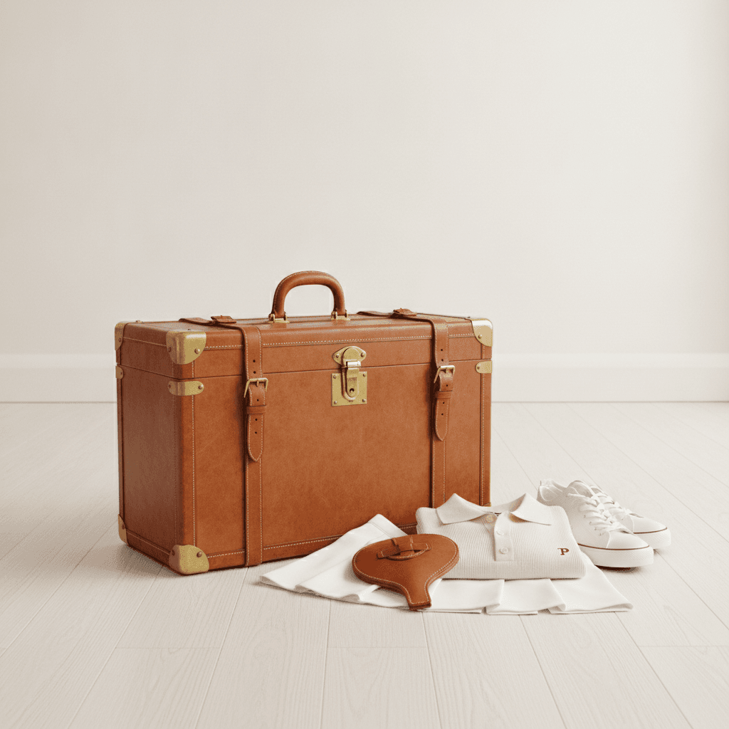 1970s Leather Tennis Travel Trunk