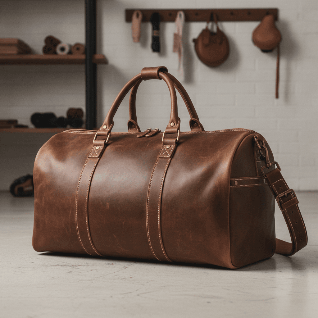 Bespoke Heavyweight Leather Gym Duffel Bag
