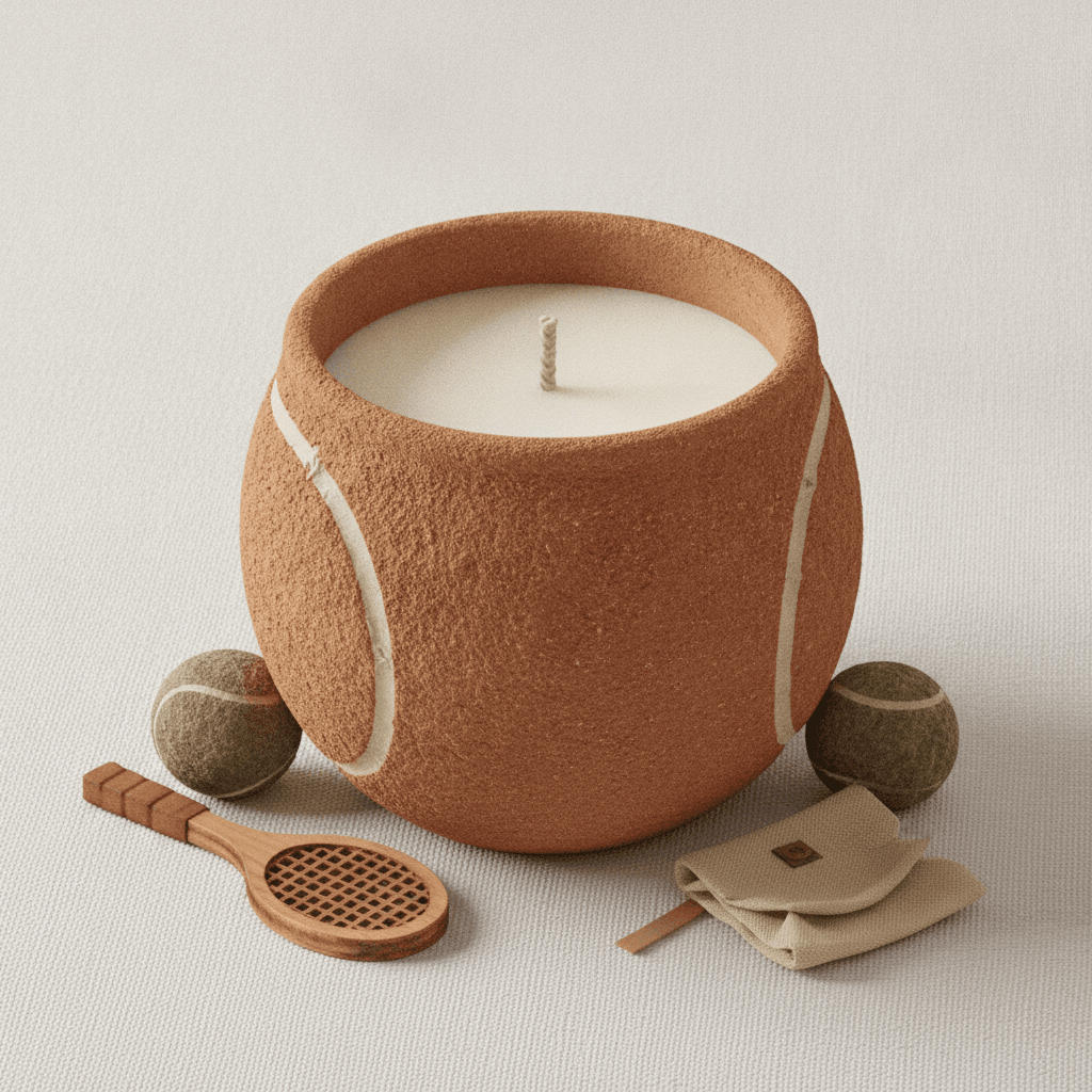 Terracotta Clay Tennis Candle Pot