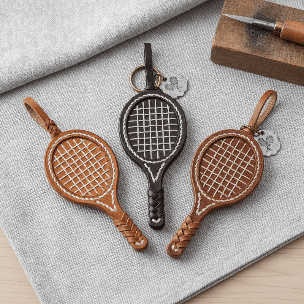 Hand-Stitched Leather Key Fob Set