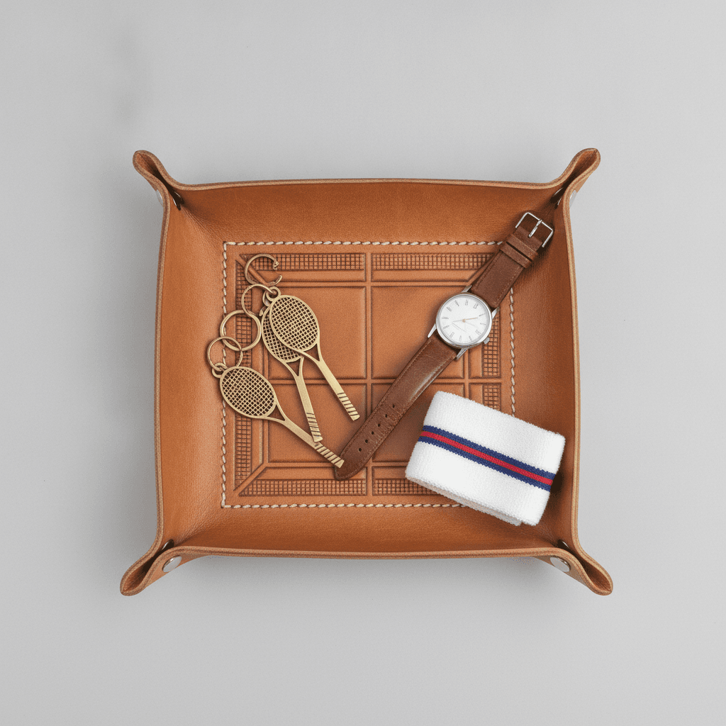 Hand-Carved Leather Catchall Tray