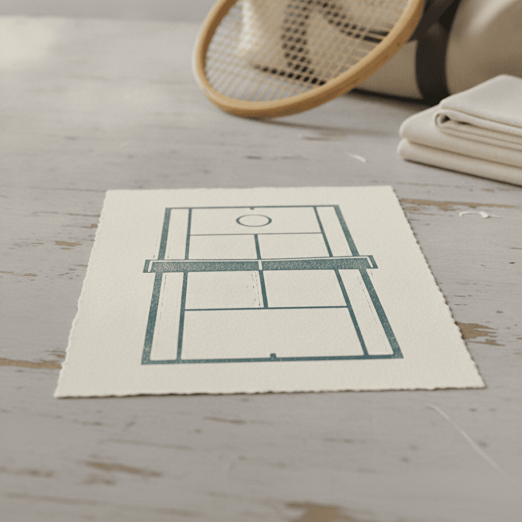 Tennis Court Linocut Print