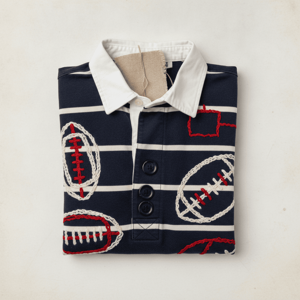 Hand-Embroidered Stripe Rugby Shirt