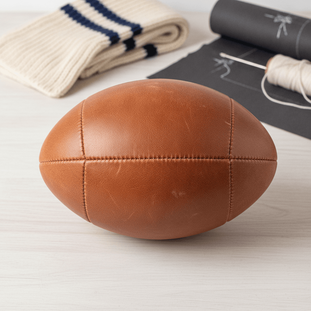 Restored 1970s Leather Rugby Match Ball