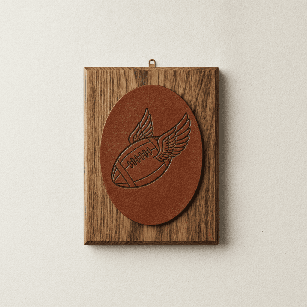 Vintage Rugby Leather Trophy Plaque
