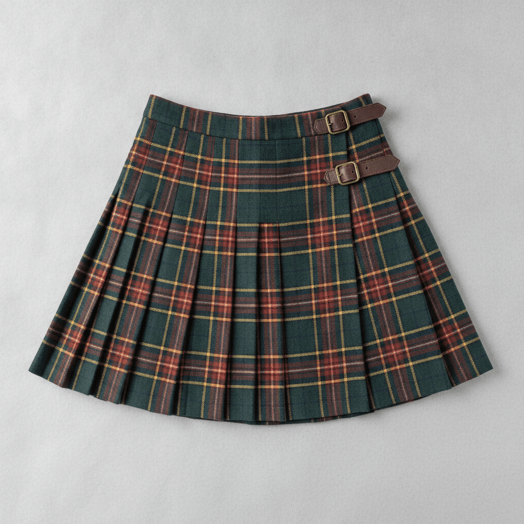 Vintage Wool Tartan Kilt Skirt - Vert sapin