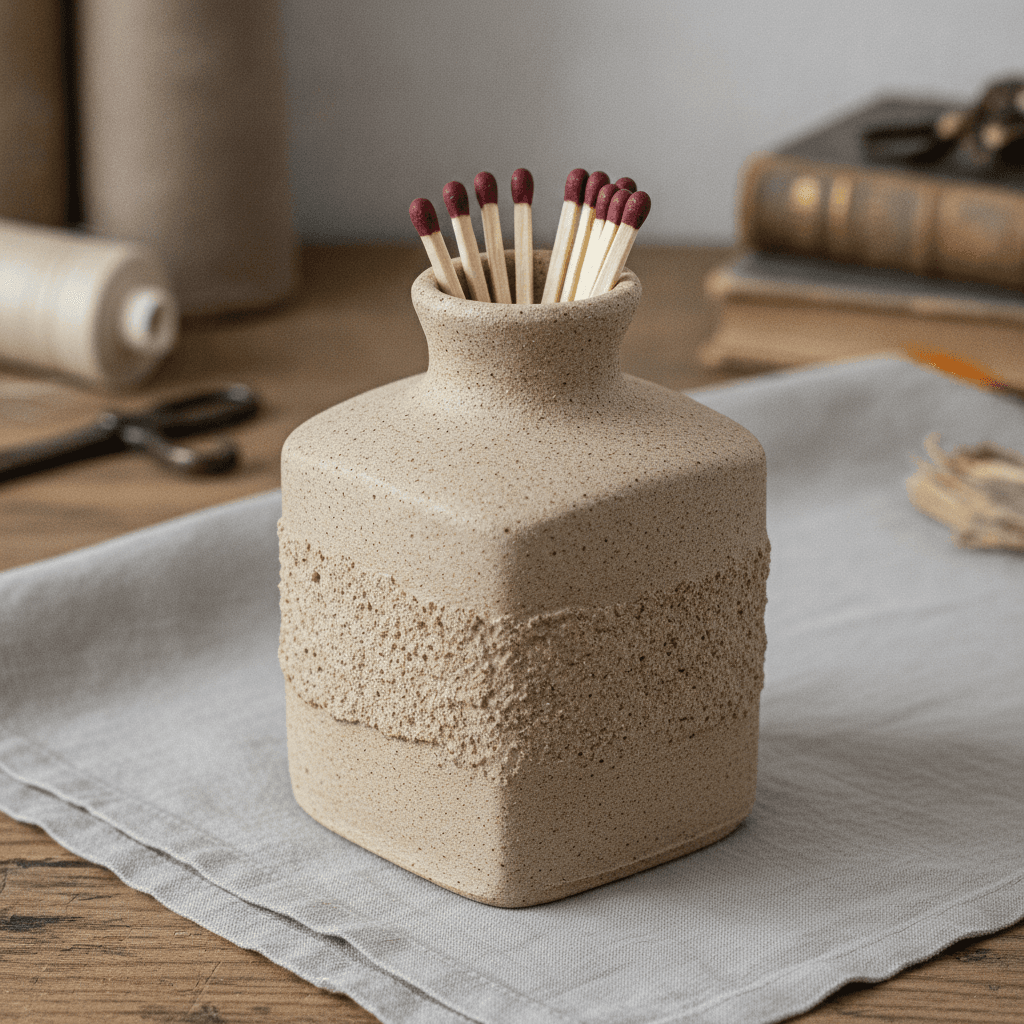 Ceramic Match Striker Urn - Beige sable