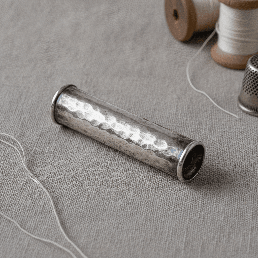 Hammered Silver Needle Case - Argent vieilli