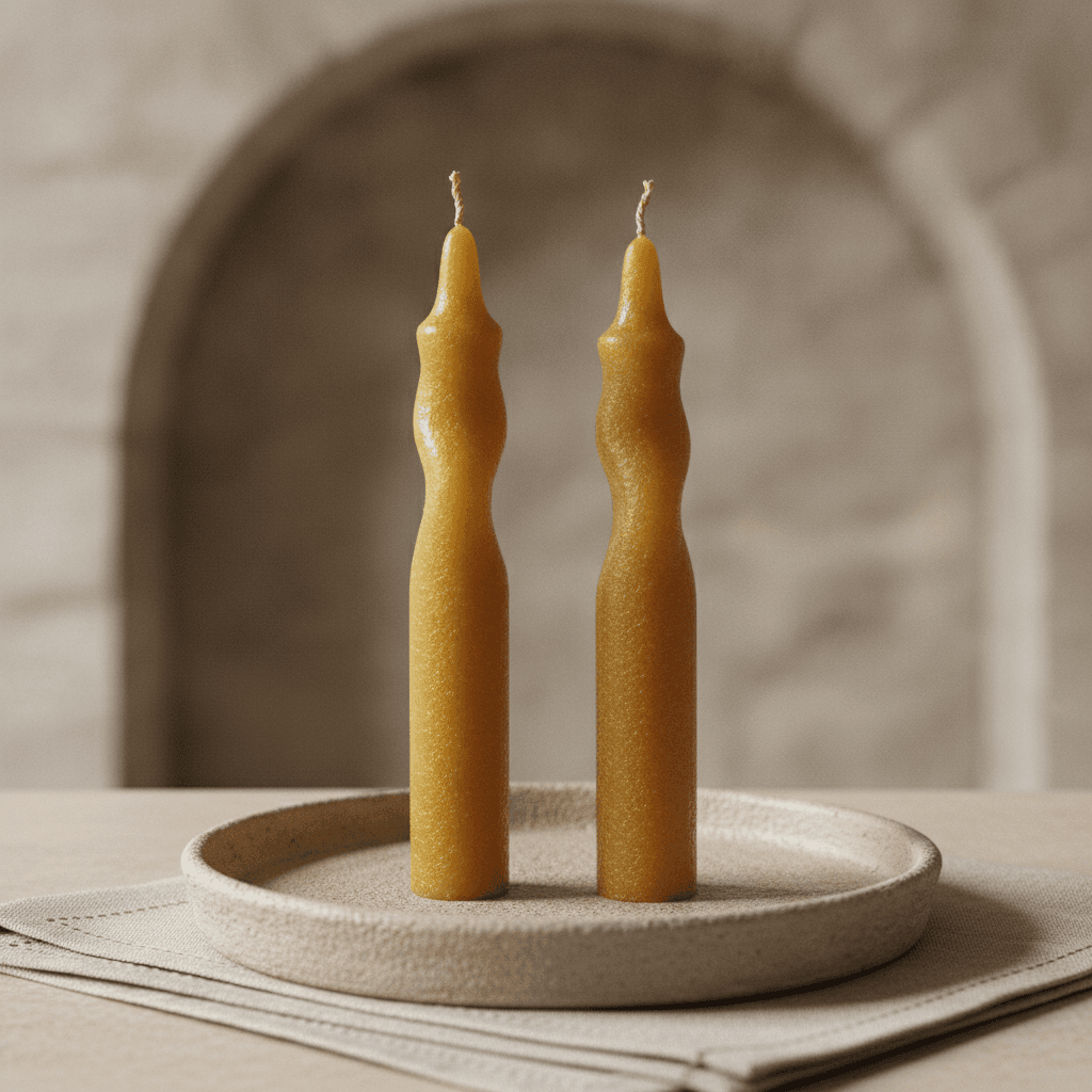 Beeswax Candle Stick Pair