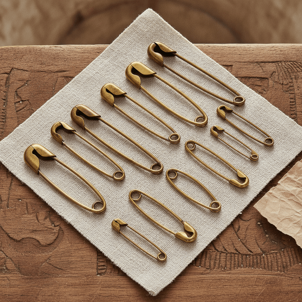 Vintage Brass Safety Pin Set - Laiton vieilli