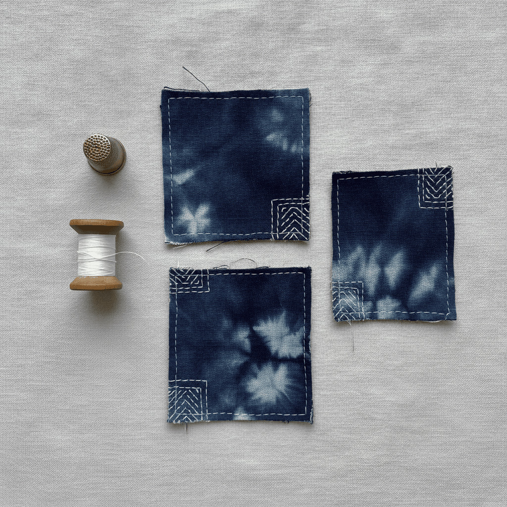 Hand-Dyed Indigo Patch Set - Bleu indigo