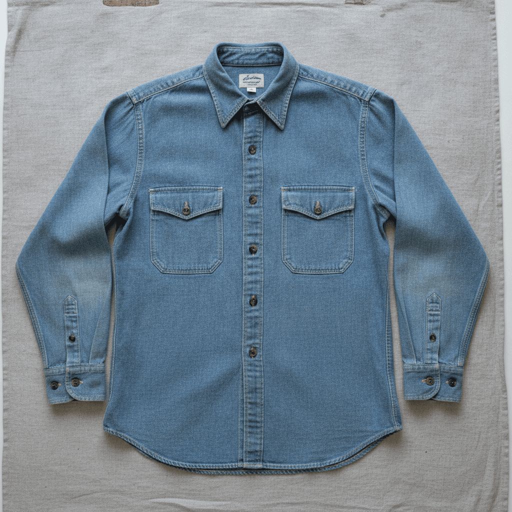 Vintage Indigo Chambray Shirt - Bleu délavé