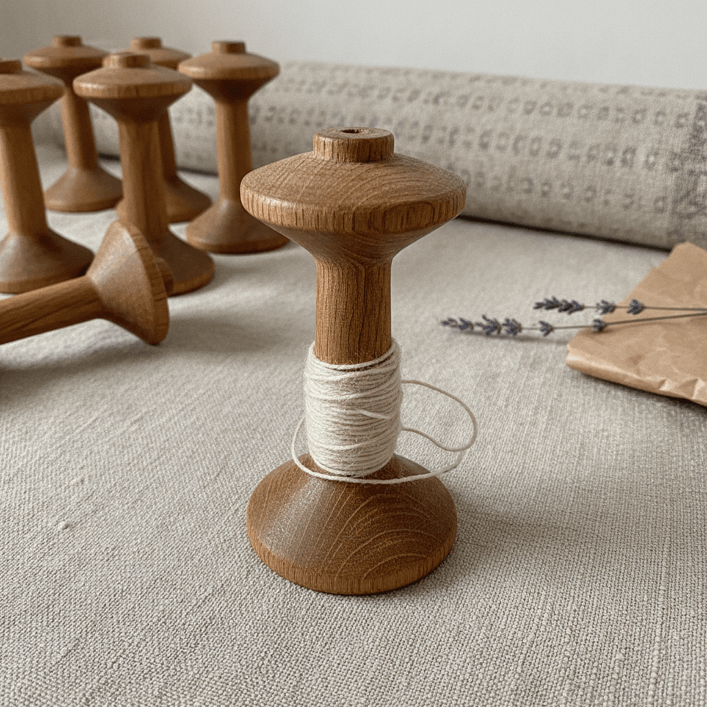Carved Oak Wool Bobbin - Chêne naturel