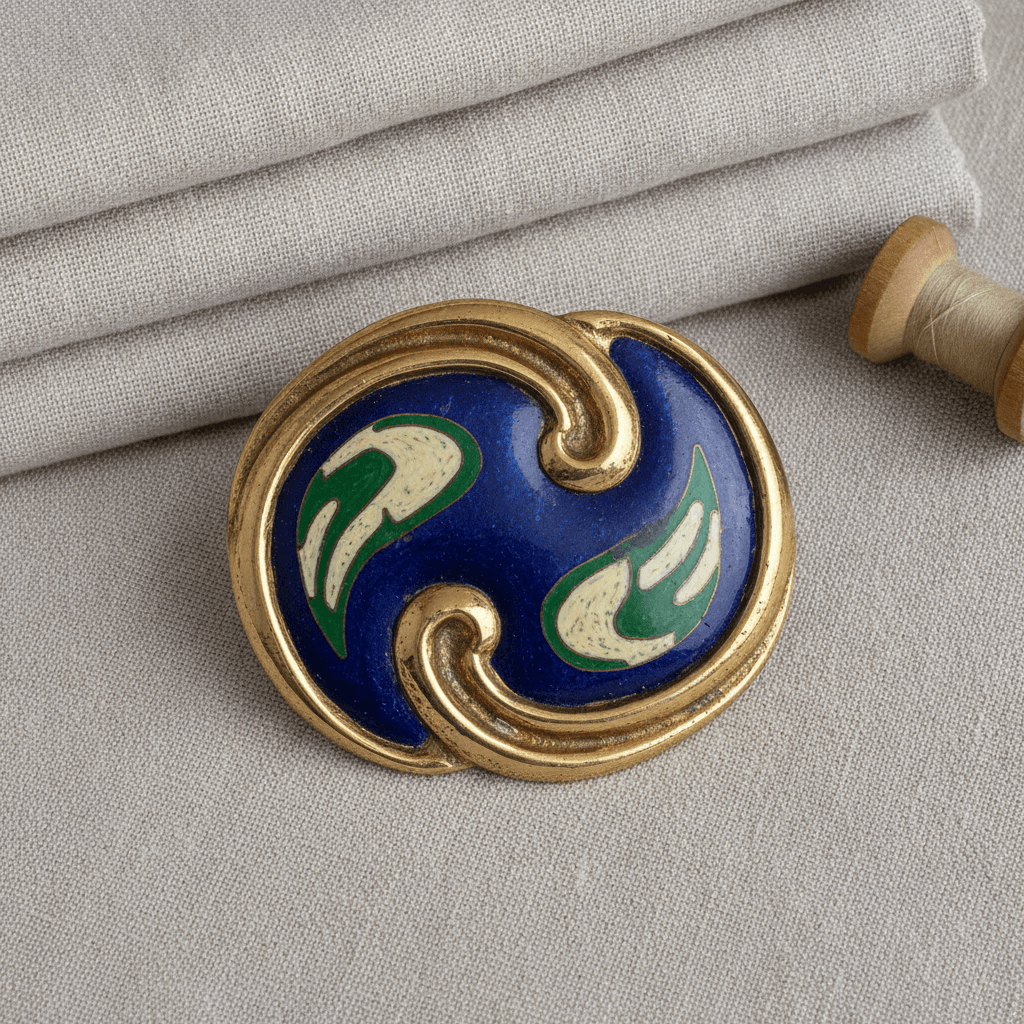Vintage Enamel Belt Buckle - Bleu roi
