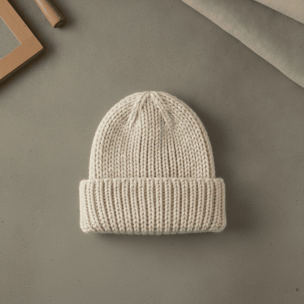 Hand-Knitted Wool Studio Beanie - Écru