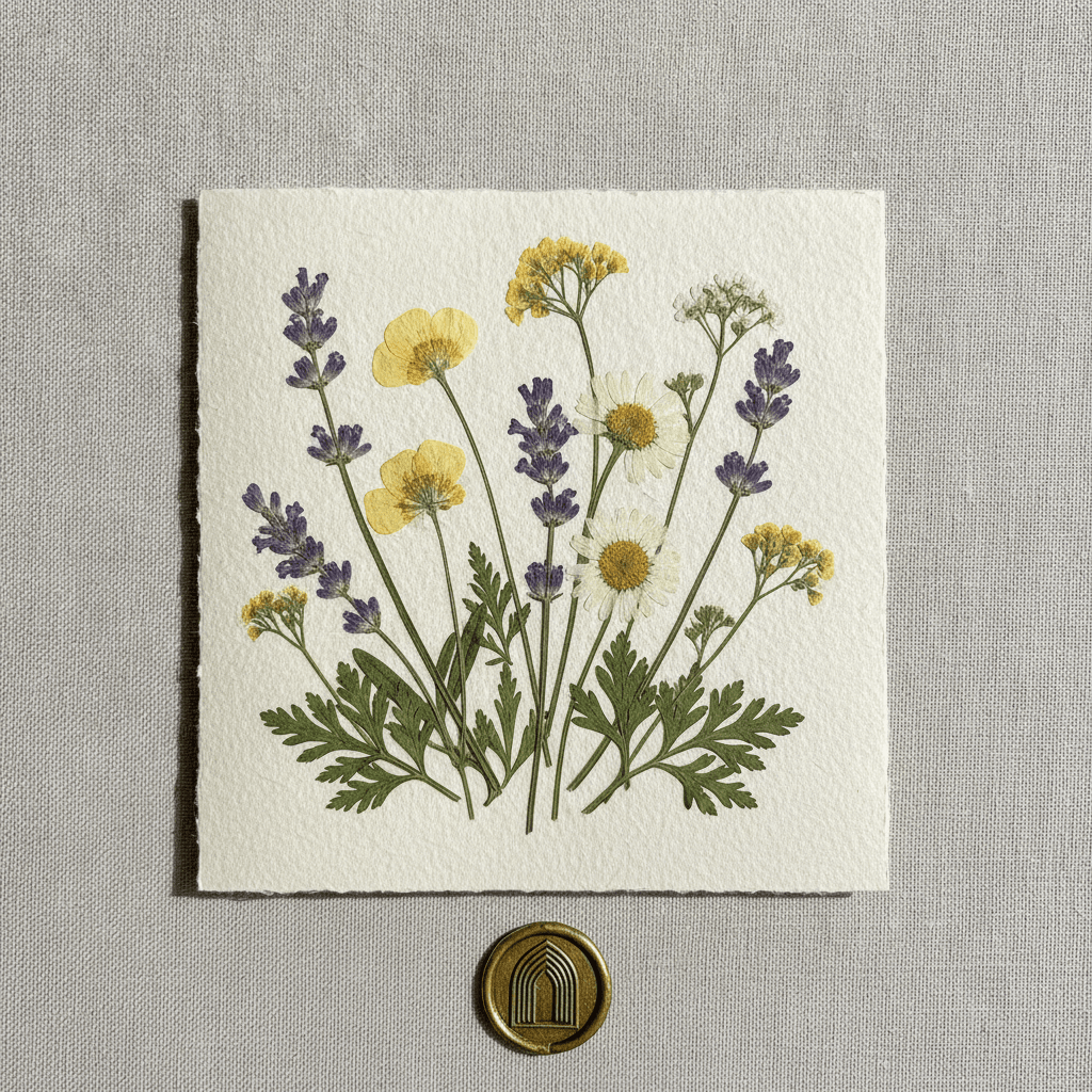 Pressed Flower Studio Card - Écru