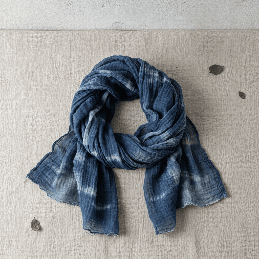 Hand-Dyed Indigo Scarf - Bleu indigo