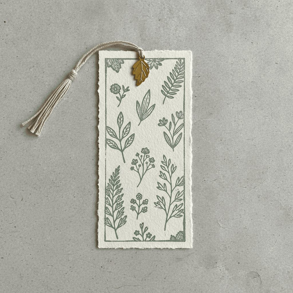 Botanical Pattern Bookmark - Vert sauge