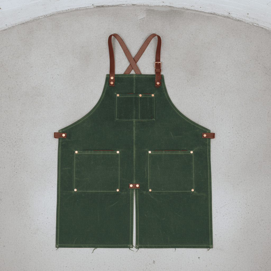 Handmade Waxed Canvas Apron - Vert forêt