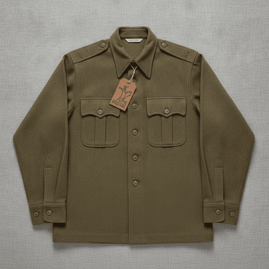 Vintage Military Officer Shirt - Vert olive