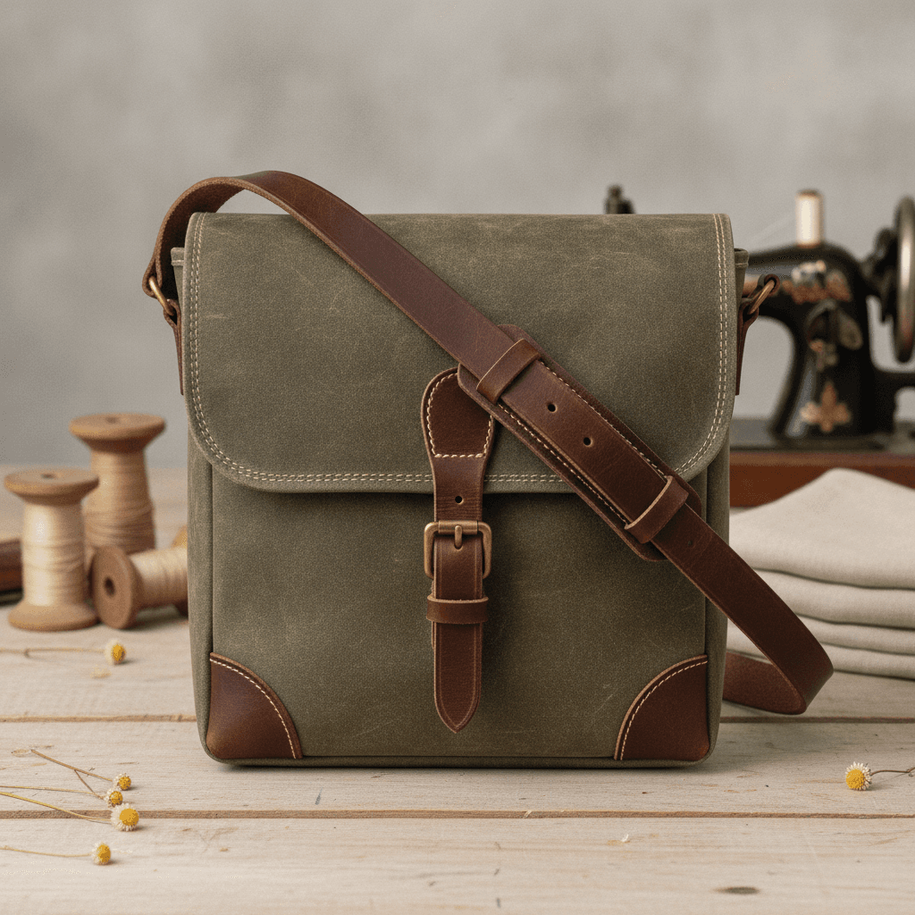 Waxed Canvas Field Musette - Vert olive