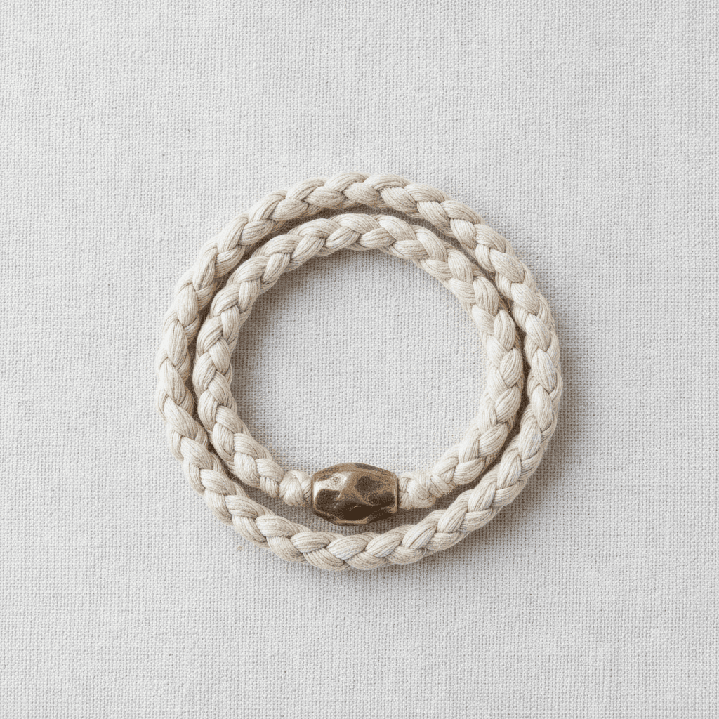 Braided Raw Silk Cord Bracelet - Écru
