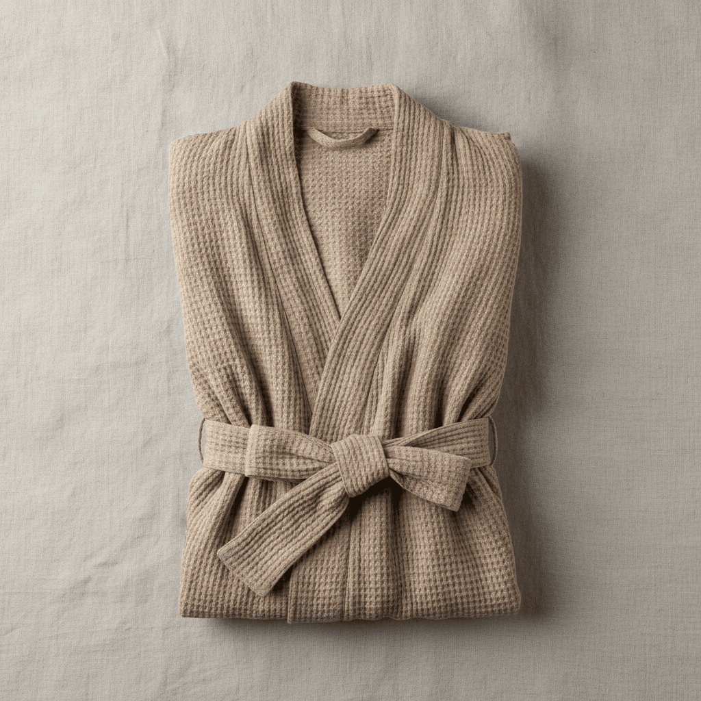 Hand-Dyed Waffle Cotton Robe - Sable