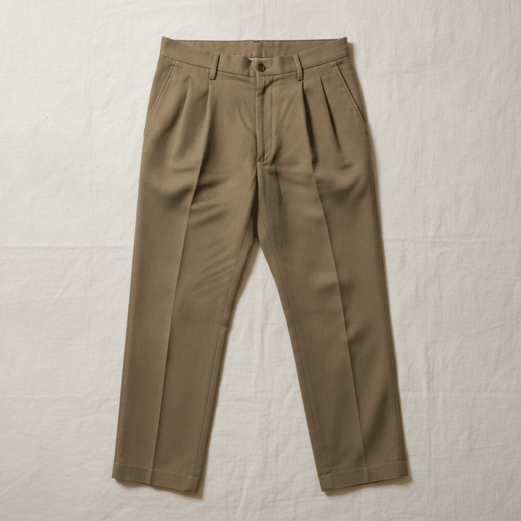 Vintage French Pleated Chinos - Kaki