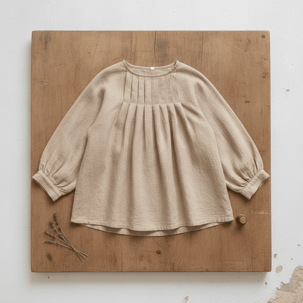 Artisan Linen Smock Blouse - Lin naturel